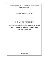 QUY HOẠCH HỆ THỐNG THOÁT NƯỚC THẢI SINH HOẠT CHO THỊ XÃ KỲ ANH, TỈNH HÀ TĨNH;  GIAI ĐOẠN 2020 – 2030