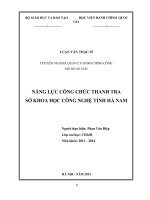 Luận văn năng lực công chức thanh tra sở khoa học công nghệ tỉnh hà nam