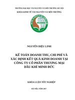KẾ TOÁN DOANH THU, CHI PHÍ VÀ XÁC ĐỊNH KẾT QUẢ KINH DOANH TẠI CÔNG TY CỔ PHẦN THƯƠNG MẠI DẦU KHÍ MINH ĐỨC