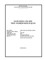 NGÂN HÀNG CÂU HỎI  TRẮC NGHIỆM KHÁCH QUAN
