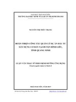 Hoàn thiện công tác quản lý dự án đầu tư xây dựng cơ bản tại huyện Bình Liêu, tỉnh Quảng Ninh (LV thạc sĩ)