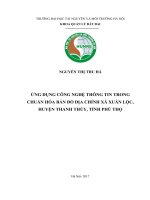 ỨNG DỤNG CÔNG NGHỆ THÔNG TIN TRONG  CHUẨN HÓA BẢN ĐỒ ĐỊA CHÍNH XÃ XUÂN LỘC,  HUYỆN THANH THỦY, TỈNH PHÚ THỌ