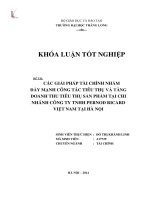 Các giải pháp tài chính nhằm đẩy mạnh công tác tiêu thụ và tăng doanh thu tiêu thụ sản phẩm tại chi nhánh công ty TNHH Pernod Ricard Việt Nam tại Hà Nội (Khóa luận tốt nghiệp)