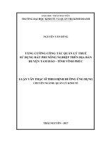 Tăng cường công tác quản lý thuế sử dụng đất Phi nông nghiệp trên địa bàn huyện Tam Đảo- Tỉnh Vĩnh Phúc