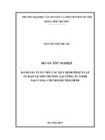 ĐÁNH GIÁ TUÂN THỦ CÁC QUY ĐỊNH PHÁP LUẬT  VỀ BẢO VỆ MÔI TRƢỜNG TẠI CÔNG TY TNHH   SAO VÀNG, CHI NHÁNH THÁI BÌNH