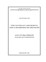 Nâng cao năng lực cạnh tranh của Công ty Bảo hiểm Bảo Việt Thái Nguyên (Luận văn thạc sĩ)