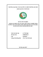 ĐÁNH GIÁ HIỆU QUẢ SỬ DỤNG ĐẤT NÔNG NGHIỆP THEO HƯỚNG SẢN XUẤT HÀNG HÓA TRÊN ĐỊA BÀN XÃ VĂN KHÊ, HUYỆN MÊ LINH, THÀNH PHỐ HÀ NỘI