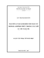Nguyên lý so sánh đối với toán tử Monge-Ampère phức trong các lớp F (W) và E (W)