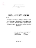 Tác động của quản lý vốn lưu động tới khả năng sinh lời nghiên cứu điển hình tại các công ty cổ phần ngành xây dựng niêm yết trên thị trường chứng khoán Việt Nam (Khóa luận tốt nghiệp)
