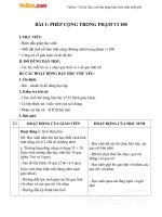 Giáo án Toán 1 chương 4 bài 1: Phép cộng trong phạm vi 100 