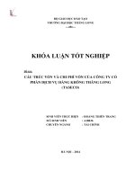 Cấu trúc vốn và chi phí vốn của công ty cổ phần dịch vụ hàng không Thăng long (taseco) (Khóa luận tốt nghiệp)