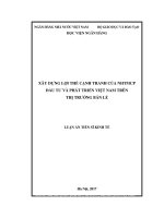 xây dựng lợi thế cạnh tranh của ngân hàng thương mại cổ phần đầu tư và phát triển việt nam thị trường bán lẻ