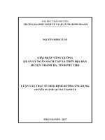 Giải pháp tăng cường quản lý ngân sách cấp xã trên địa bàn huyện Thanh Ba, tỉnh Phú Thọ (Luận văn thạc sĩ)