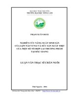 Nghiên cứu năng suất sinh sản của lợn nái VCN12 và sức sản xuất thịt của một số tổ hợp lai thương phẩm tại bắc giang 