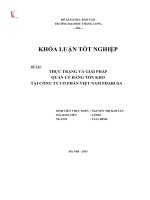 Thực trạng và giải pháp quản lý hàng tồn kho tại công ty cổ phần việt nam pharusa (Khóa luận tốt nghiệp)
