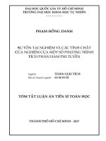 Sự tồn tại nghiệm và các tính chất của nghiệm của một số phương trình tích phân hàm phi tuyến (tóm tắt)