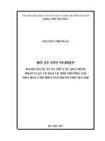 ĐÁNH GIÁ SỰ TUÂN THỦ CÁC QUY ĐỊNH  PHÁP LUẬT VỀ BẢO VỆ MÔI TRƯỜNG TẠI  NHÀ MÁY CHẾ BIẾN SẢN PHẨM THỊT HÀ NỘI