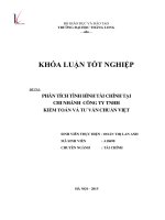 Phân tích tình hình tài chính tại chi nhánh công ty TNHH kiểm toán và tư vấn Chuẩn Việt (Khóa luận tốt nghiệp)