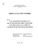 Các giải pháp tạo dựng và chăm sóc sắc đẹp ciara của công ty cổ phần dược mỹ phẩm Tenamyd (Khóa luận tốt nghiệp)