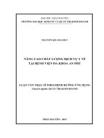 Nâng cao chất lượng dịch vụ y tế tại Bệnh viên Đa khoa An Phú
