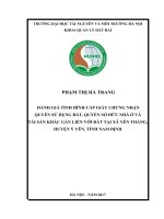 ĐÁNH GIÁ TÌNH HÌNH CẤP GIẤY CHỨNG NHẬN  QUYỀN SỬ DỤNG ĐẤT, QUYỀN SỞ HỮU NHÀ Ở VÀ  TÀI SẢN KHÁC GẮN LIỀN VỚI ĐẤT TẠI XÃ YÊN THẮNG,  HUYỆN Ý YÊN, TỈNH NAM ĐỊNH