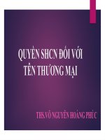 BÀI GIẢNG PHÁP LUẬT  QUYỀN SỞ HỮU CÔNG NGHIỆP ĐỐI VỚI TÊN THƯƠNG MẠI
