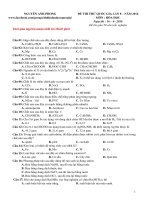 Đề thi thử THPTQG môn hóa học