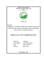 Nghiên cứu vai trò của hợp tác xã trong sản xuất và tiêu thụ chè an toàn tại xã phúc xuân – thành phố thái nguyên – tỉnh thái nguyên 