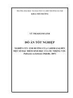 ĐỒ ÁN TỐT NGHIỆP NGHIÊN CỨU ẢNH HƯỞNG CỦA CADIMI (Cd) ĐẾN MỘT SỐ ĐẶC ĐIỂM SINH HỌC CỦA ỐC NHỘNG VOI Pollicaria rochebruni (Mabille, 1887)