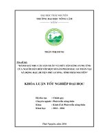 Đánh giá nhu cầu sản xuất và mức sẵn sàng cung ứng của người dân đối với một số sản phẩm rau an toàn tại xã Động Đạt  huyện Phú Lương  tỉnh Thái Nguyên