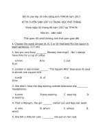 Đề thi vào lớp 10 môn tiếng anh TPHCM năm 2017