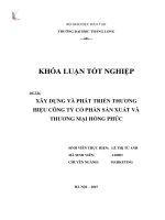 Xây dựng và phát triển thương hiệu công ty cổ phần sản xuất và thương mại hồng phúc (Khóa luận tốt nghiệp)