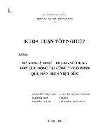 Đánh giá thực trạng sử dụng vốn lưu động tại công ty cổ phần que hàn điện Việt Đức (Khóa luận tốt nghiệp)