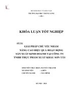 Giải pháp chủ yếu nhằm nâng cao hiệu quả hoạt động sản xuất kinh doanh tại công ty tnhh thực phẩm xuất khẩu sơn tây (Khóa luận tốt nghiệp)
