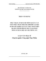 Thực trạng áp dụng hệ thống quản lý an toàn thực phẩm theo ISO 