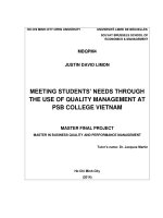 Meeting students; needs through the use of quality management at PSB college vietnam  justin david limon 