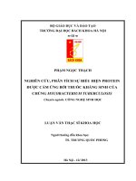 NGHIÊN cứu, PHÂN TÍCH sự BIỂU HIỆN PROTEIN được cảm ỨNG bởi KHÁNG SINH của CHỦNG MYCOBACTERIUM TUBERCULOSIS 
