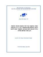Sự khác biệt thu nhập giữa các nhóm hộ đồng bào dân tộc thiểu số huyện hàm tân, tỉnh bình thuận 