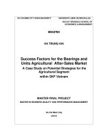 Success factors for the bearings and units agricultural after sales market  a case study on potential strategies for the agricultural segment within SKF vietnam  