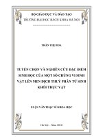 Tuyển chọn và nghiên cứu đặc điểm sinh học của một số chủng vi sinh vật lên men dịch thủy phân từ sinh khối thực vật 