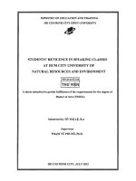 Students reticence in speaking classes at HCM city university of natural resources and environment 