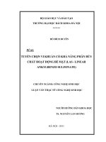 Tuyển chọn vi khuẩn có khả năng phân hủy chất hoạt động bề mặt (las linear ankylbenzo sulfonate) 
