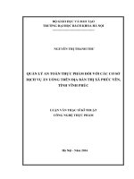 Quản lý an toàn thực phẩm đối với các cơ sơ sở dịch vụ ăn uống trên địa bàn thị xã phúc yên, tỉnh vĩnh phúc 