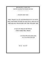 Thực trạng và các giải pháp quản lý an toàn thực phẩm đối với một số nhà 