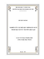 Nghiên cứu cải tiến quy trình sản xuất rượu đặc sản từ nguyên liệu gạo 