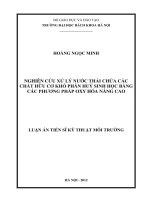 Nghiên cứu xử lý nước thải chứa các chất hữu cơ khó phân hủy sinh học bằng các phương pháp oxy hóa nâng cao 