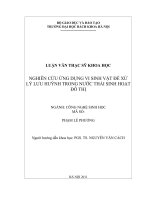 Nghiên cứu ứng dụng vi sinh vật để xử lý lưu huỳnh trong nước thải sinh hoạt đô thị 