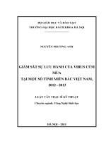 Giám sát sự lưu hành của virus cúm mùa tại một số tỉnh miền bắc việt nam,  