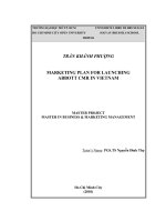 Marketing plan for launching abbott CMR in vietnam  master project in business and marketing management  