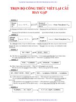 Trọn bộ công thức viết lại câu hay gặp nhất